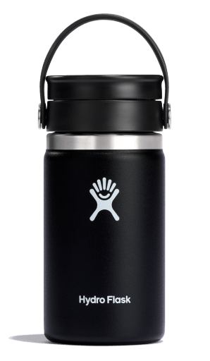 12 oz Wide Mouth Flex Sip Travel Coffee Mug Cutlery Hydro Flask Black