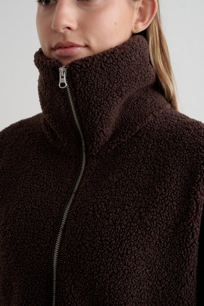 Aimn Pile Jacket Cacao Outerwear