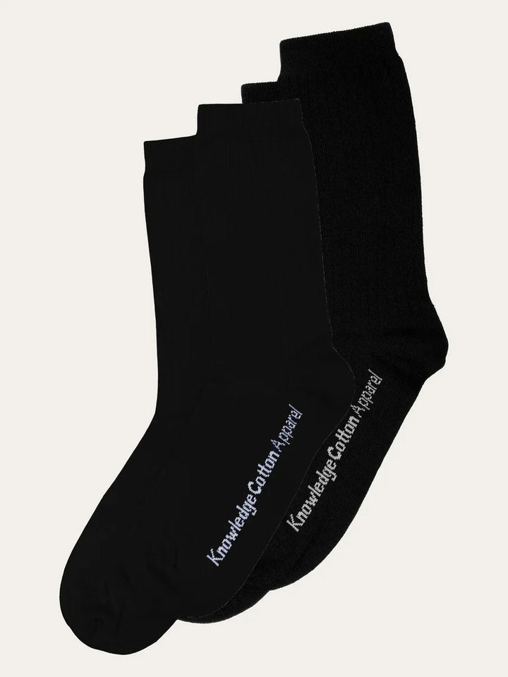 2 Pack Classic Socks Socks KnowledgeCotton Apparel Black 38-42