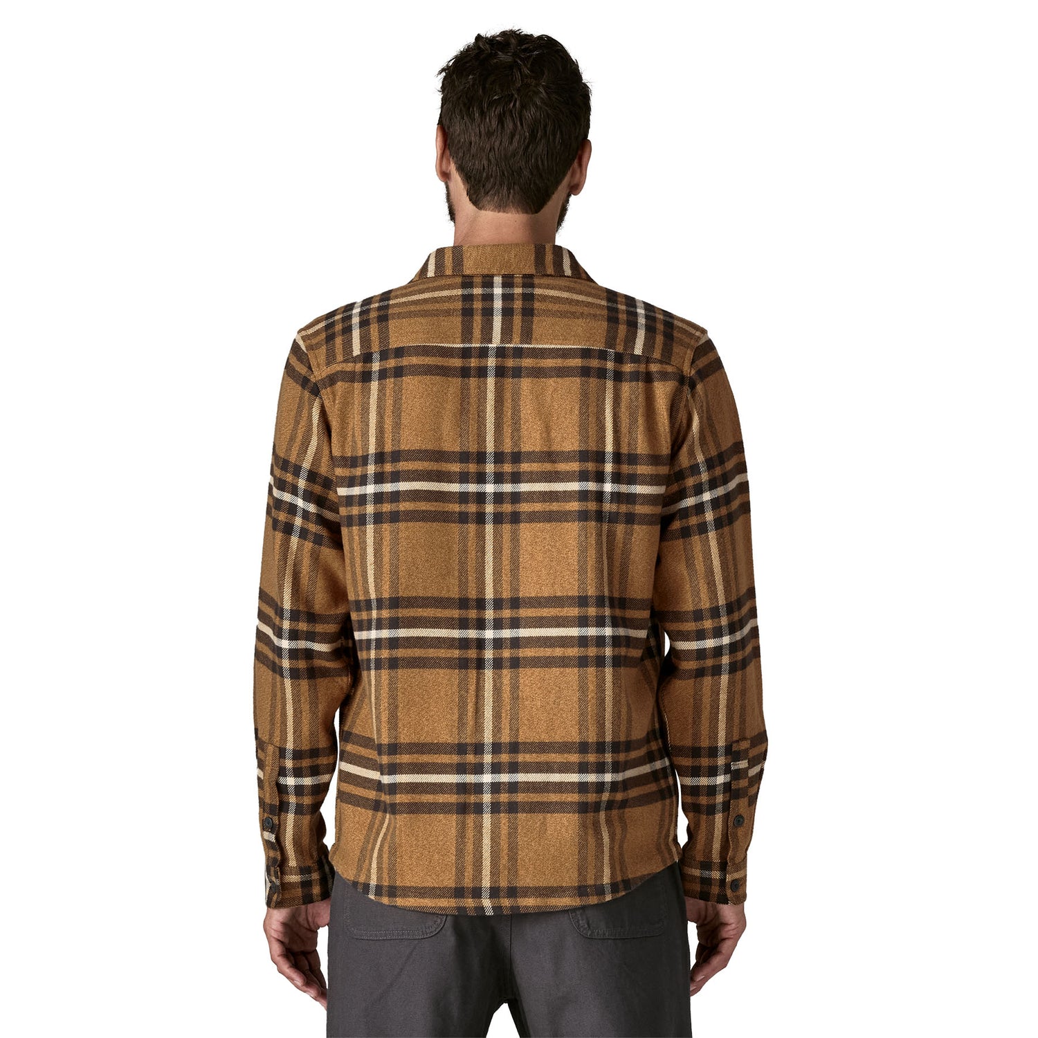 Patagonia M's Long-Sleeved Midweight Fjord Flannel Shirt - Organic Cotton Catch: Deer Brown Shirt