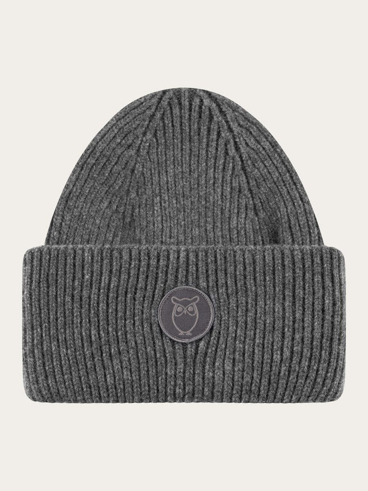 Big Rib Beanie Accessories KnowledgeCotton Apparel Dark Grey Melange