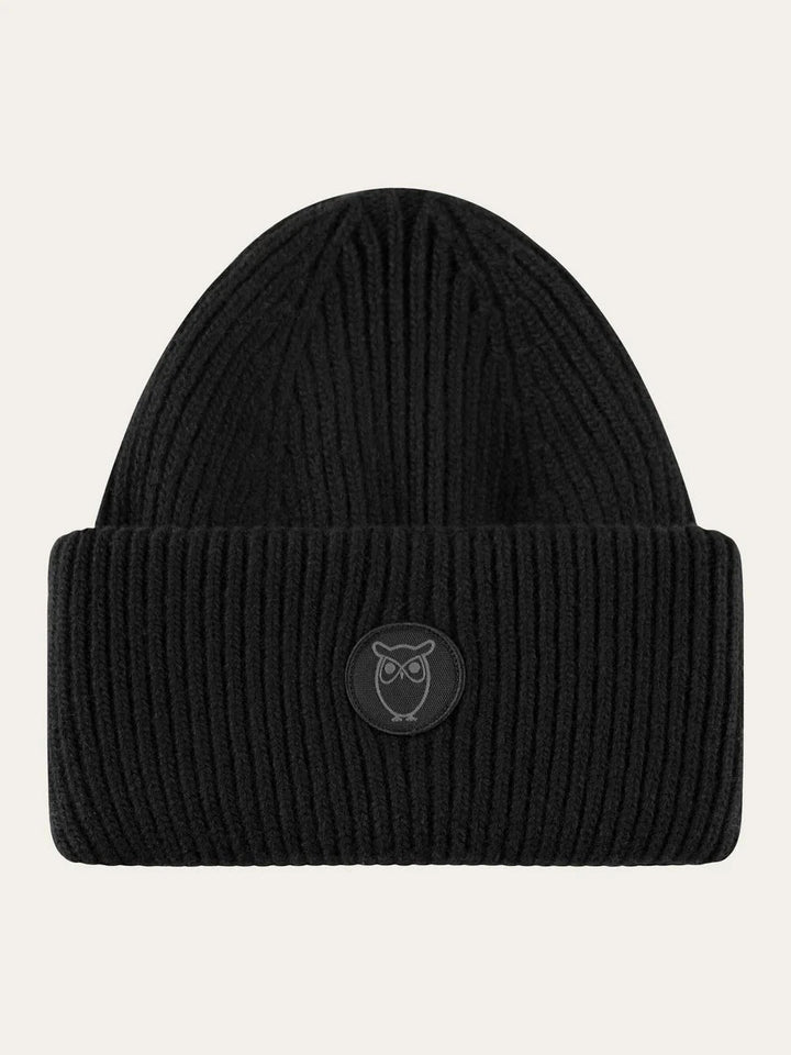 Big Rib Beanie Accessories KnowledgeCotton Apparel Jet Black
