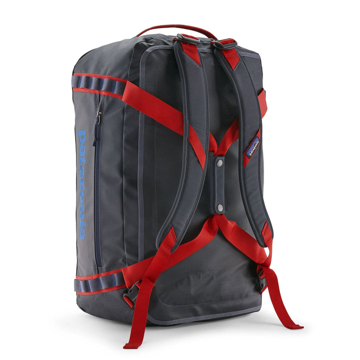 Patagonia Black Hole Duffel 55L - 100% postconsumer recycled polyester Smolder Blue w Amanita Red Bags