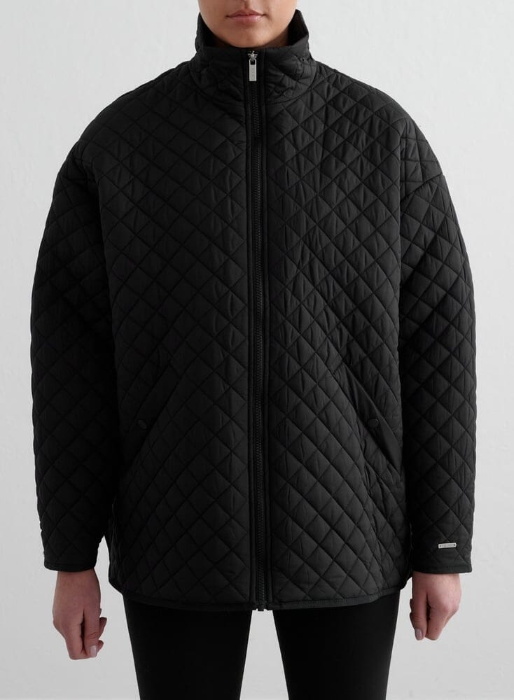 Black Oversized Quilted Jacket Outerwear Aimn