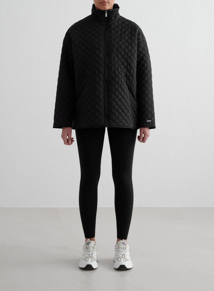 Black Oversized Quilted Jacket Outerwear Aimn