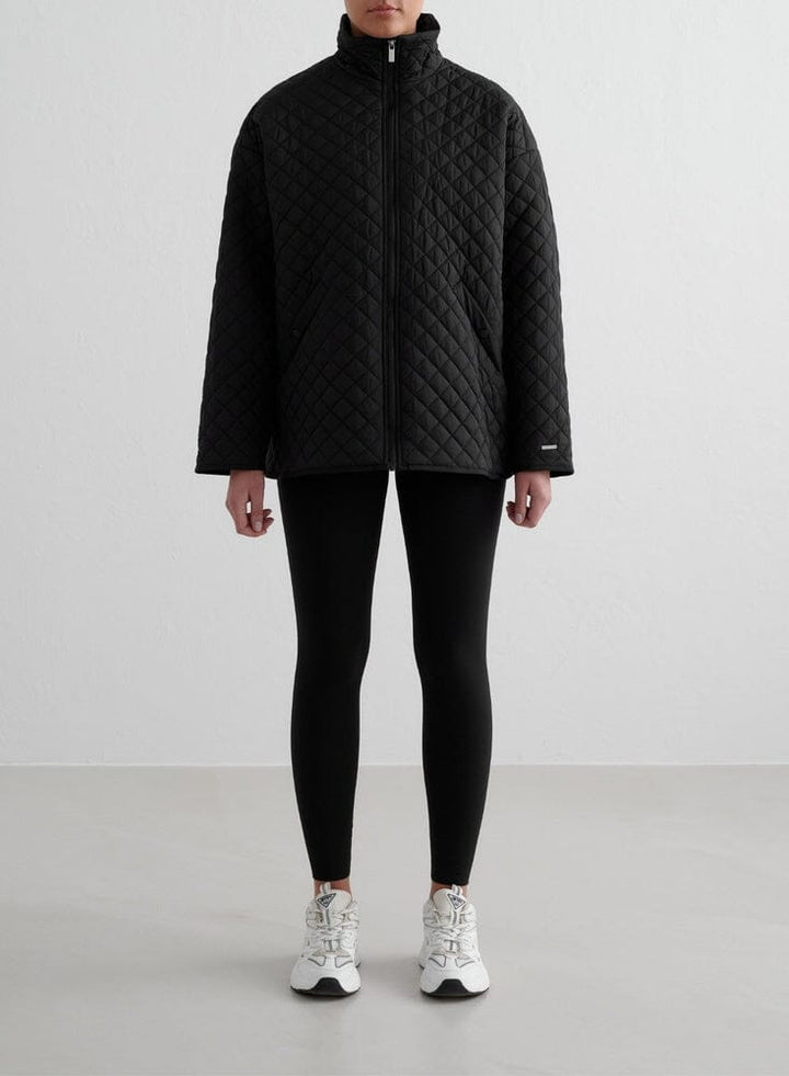 Black Oversized Quilted Jacket Outerwear Aimn
