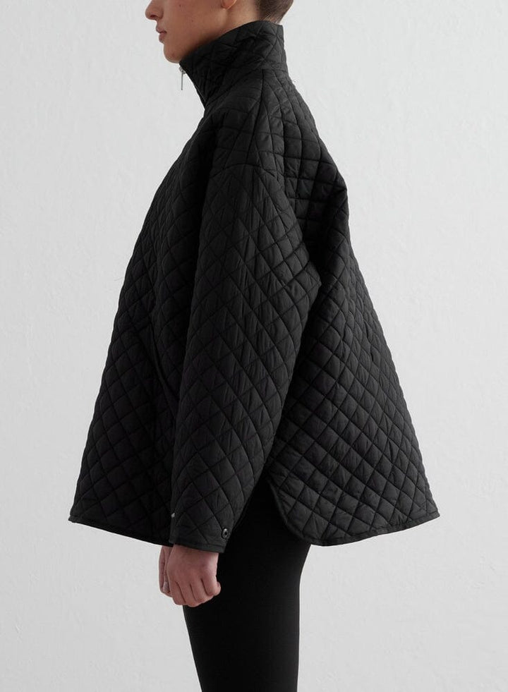 Black Oversized Quilted Jacket Outerwear Aimn
