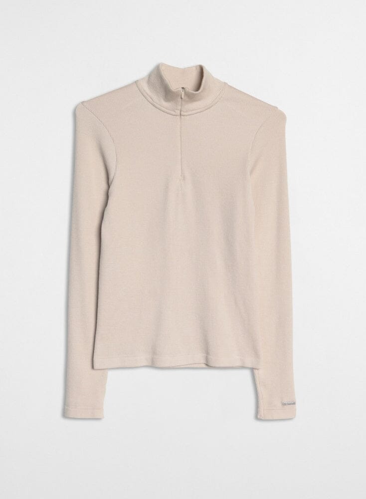 Black Ribbed Wool Half zip Sweaters Aimn