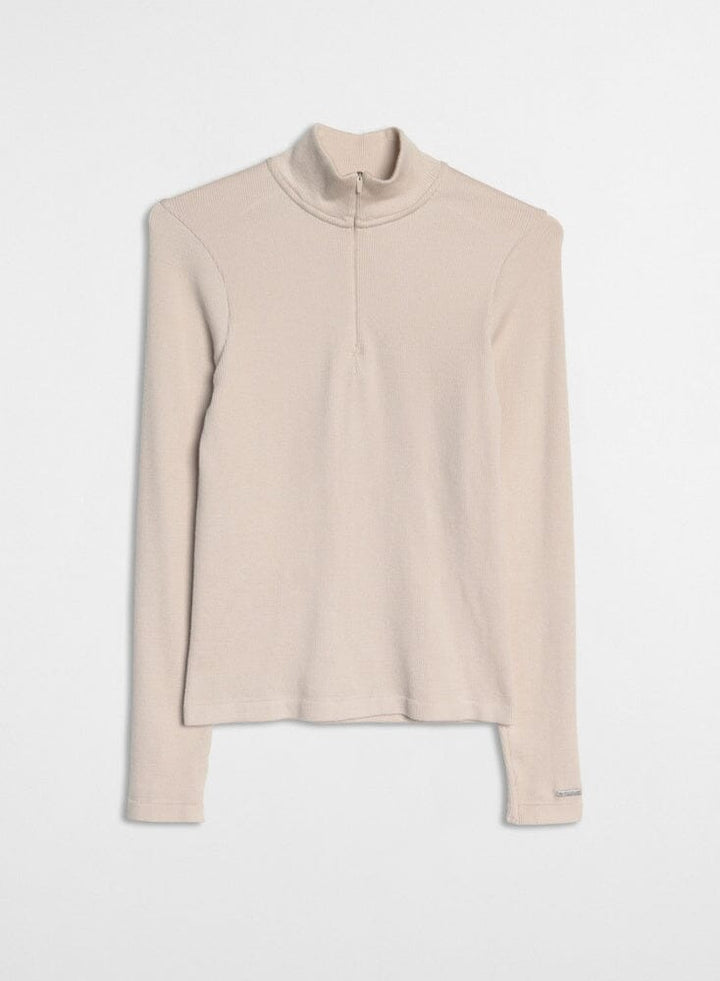 Black Ribbed Wool Half zip Sweaters Aimn