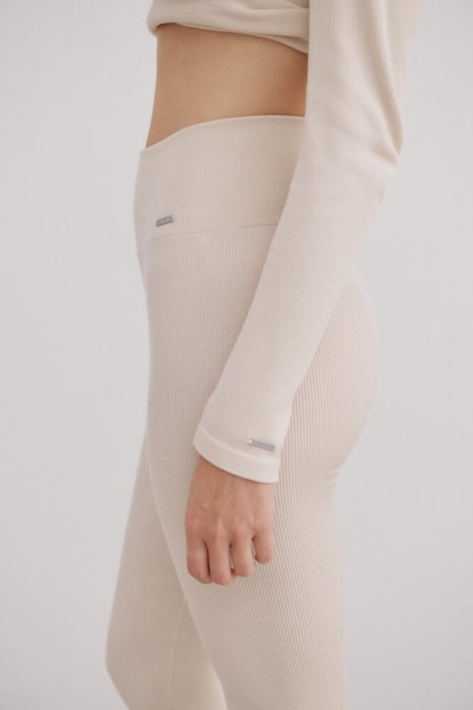 Black Ribbed Wool Leggings Tights Aimn