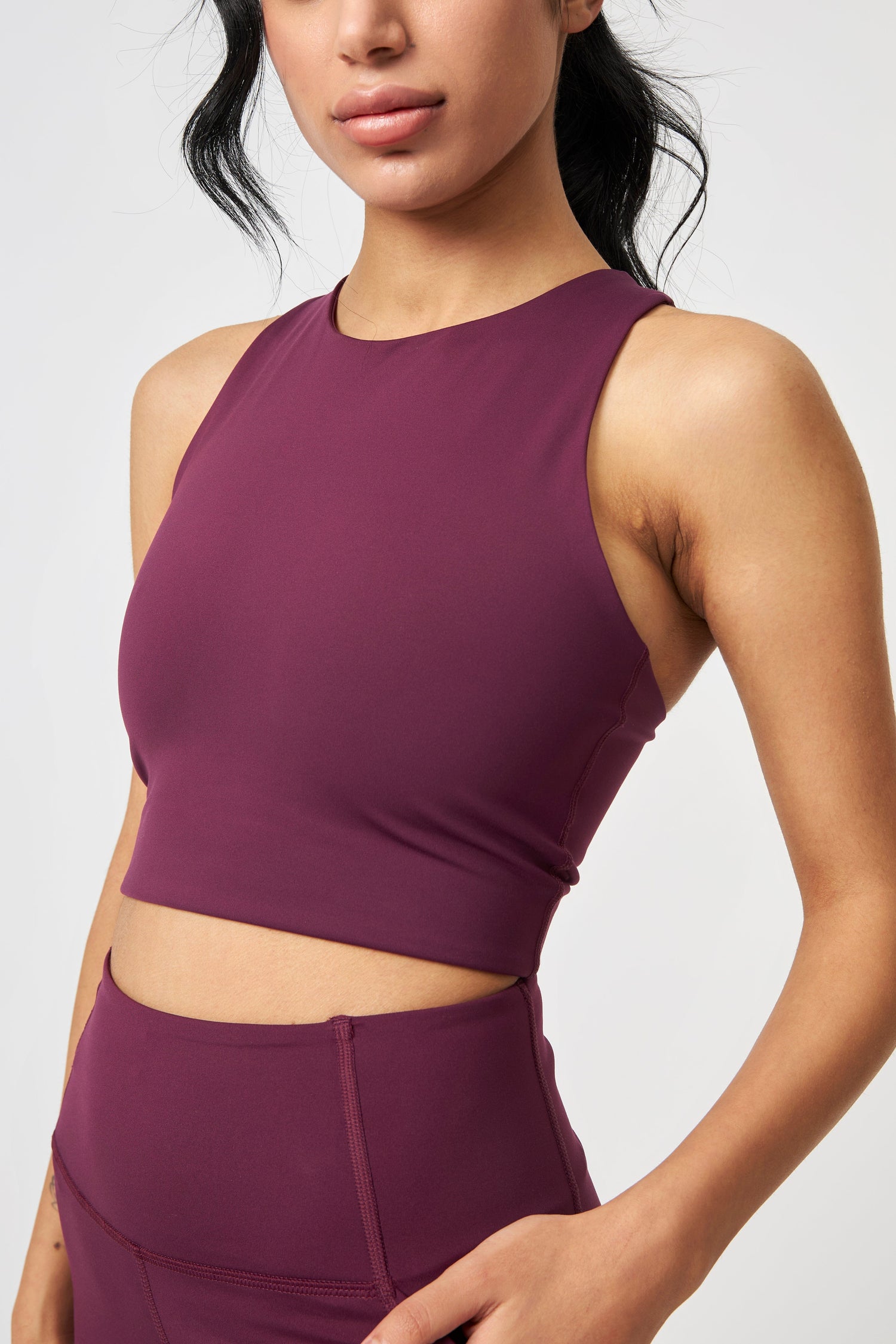 Girlfriend Collective Dylan Crop Tank Bra - Made from Recycled Plastic Bottles Plum Underwear