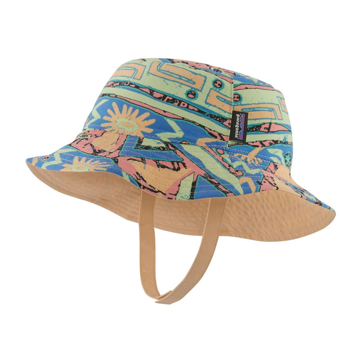 Kids Sun Bucket Hat - 100% recycled nylon Headwear Patagonia High Hopes Geo: Salamander Green 0-3M