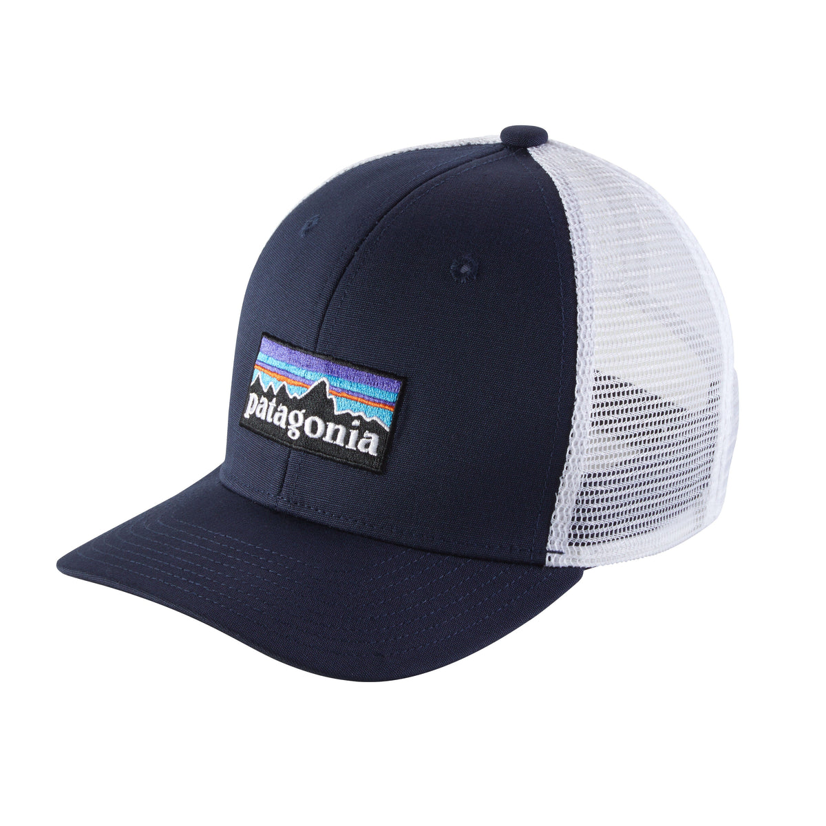 Kids Trucker Hat - Organic Cotton & Recycled PET Headwear Patagonia P-6 Logo: Navy Blue