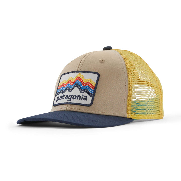 Kids Trucker Hat - Organic Cotton & Recycled PET Headwear Patagonia Ridge Rise Stripe: Oar Tan