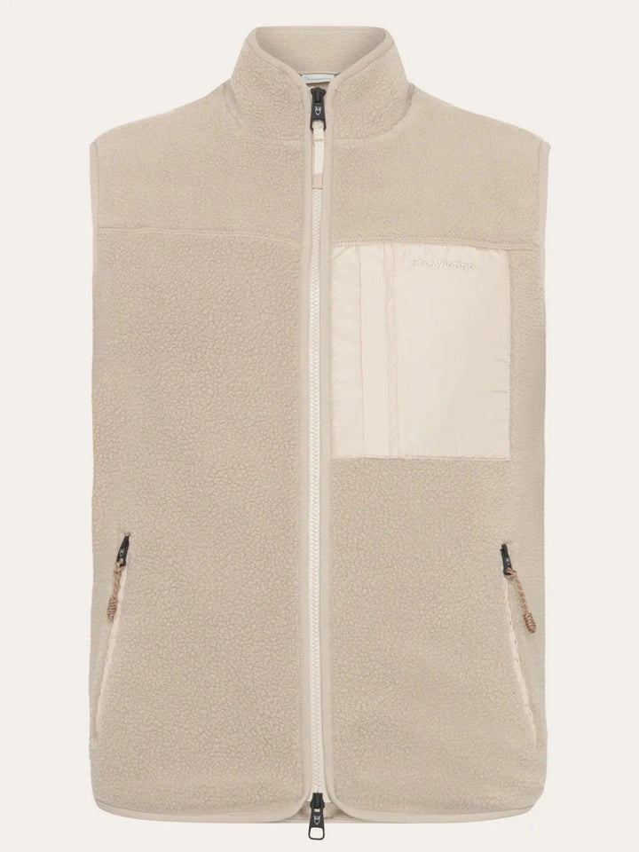 Loose Fit Zip Fleece Vest Fleece Jackets KnowledgeCotton Apparel Light feather gray S