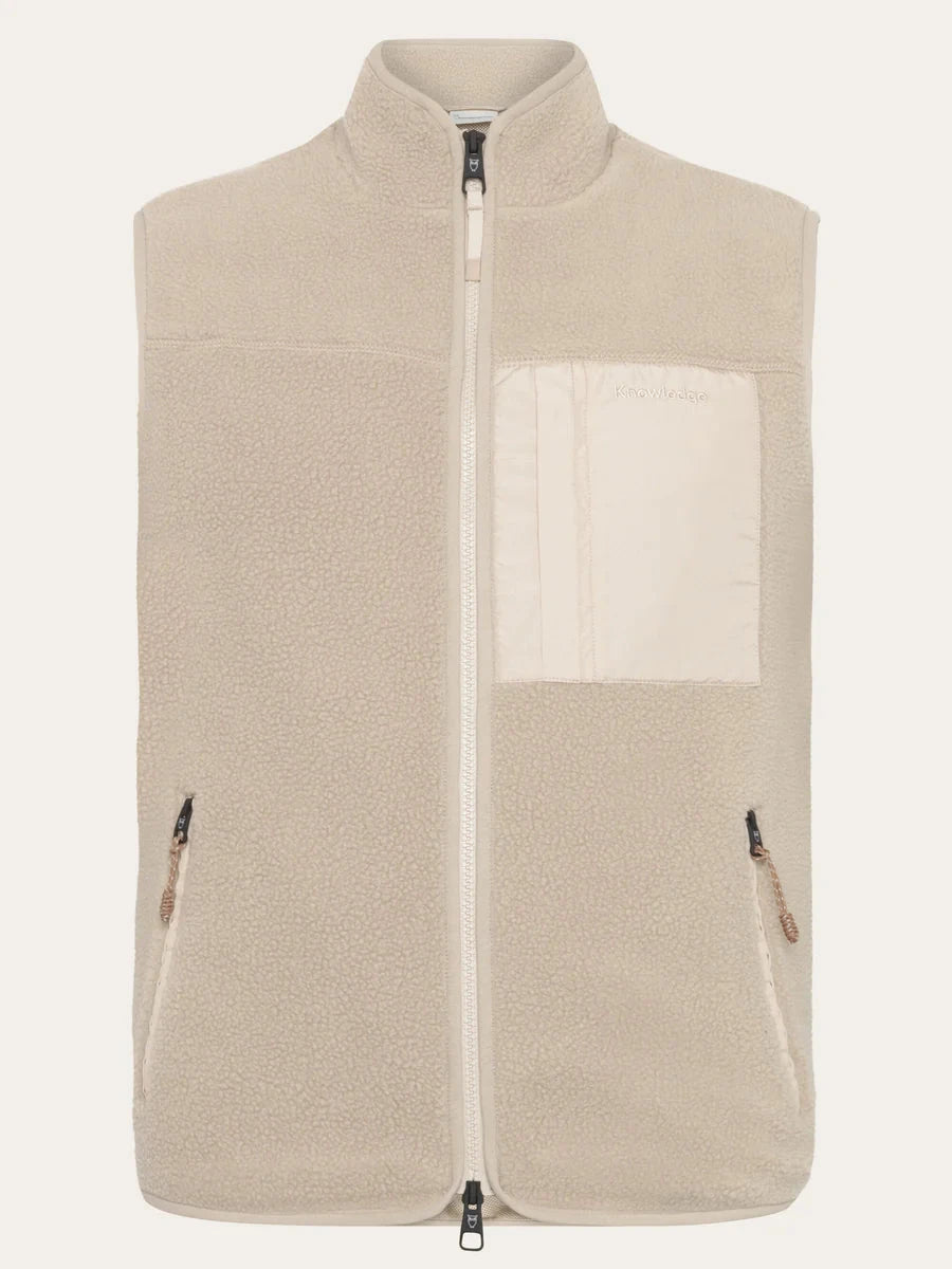 KnowledgeCotton Apparel Loose Fit Zip Fleece Vest Light feather gray Fleece Jackets