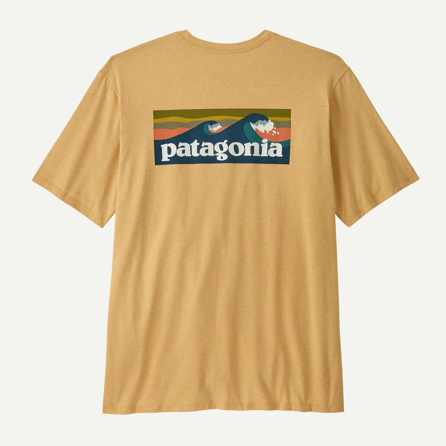 Patagonia M's Boardshort Logo Pocket Responsibili-Tee - Recycled Cotton & Recycled Polyester Beeswax Tan Shirt