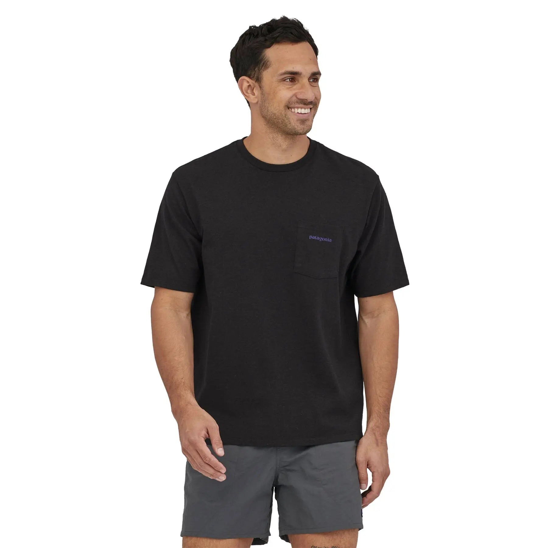 M's Boardshort Logo Pocket Responsibili-Tee - Recycled Cotton & Recycled Polyester Shirt Patagonia Ink Black S