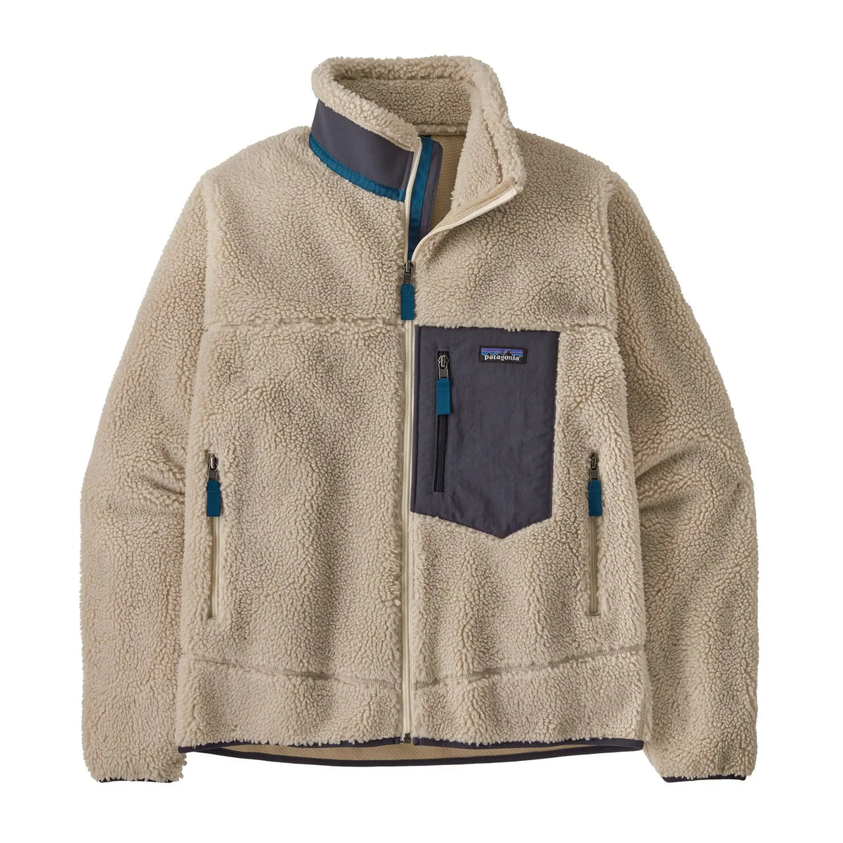 M's Classic Retro-X Fleece Jacket - Recycled Polyester Jacket Patagonia Natural w/ Smolder Blue S