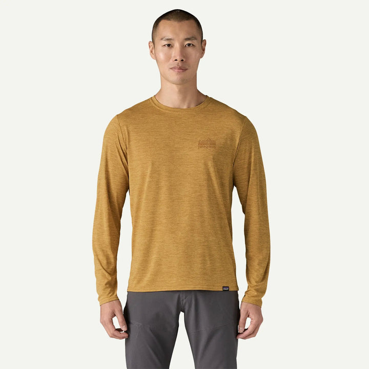 M's Long-Sleeved Capilene® Cool Daily Graphic Shirt - Recycled Polyester Shirt Patagonia Strataspire: Beeswax Tan X-Dye S