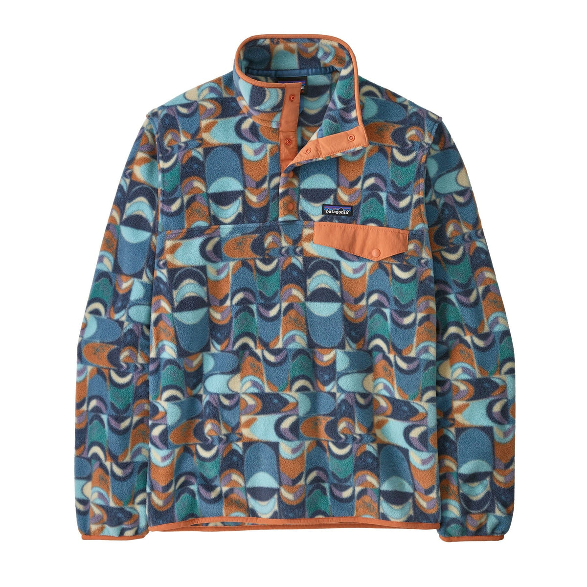 Patagonia M's LW Synch Snap-T Fleece Pullover - 100% Recycled Polyester Swallowtail Geo: Still Blue Shirt