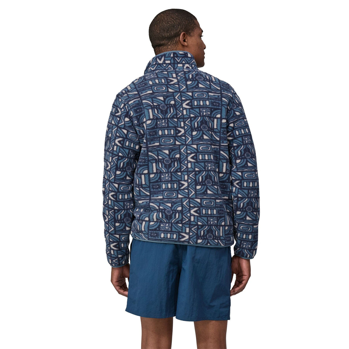Patagonia M's LW Synch Snap-T Fleece Pullover - 100% Recycled Polyester Fitz Roy Patchwork: Belay Blue Shirt