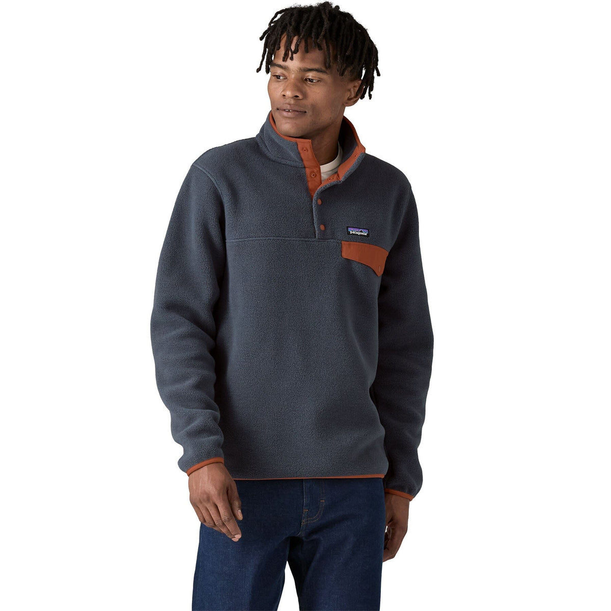 Patagonia M's LW Synch Snap-T Fleece Pullover - 100% Recycled Polyester Shelter Brown Shirt