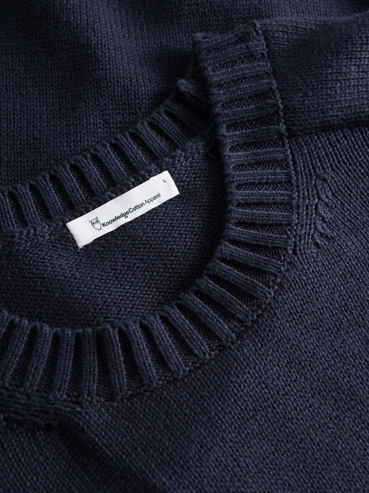 M's Plain Knitted Crew Neck Shirt KnowledgeCotton Apparel