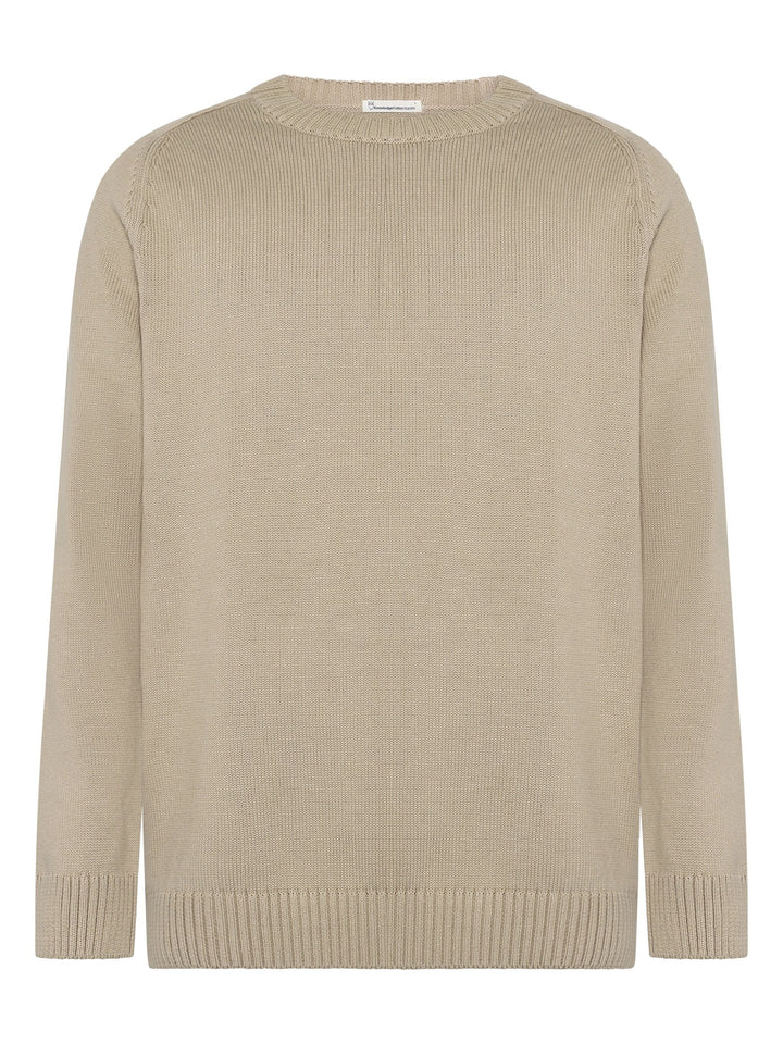 M's Plain Knitted Crew Neck Shirt KnowledgeCotton Apparel