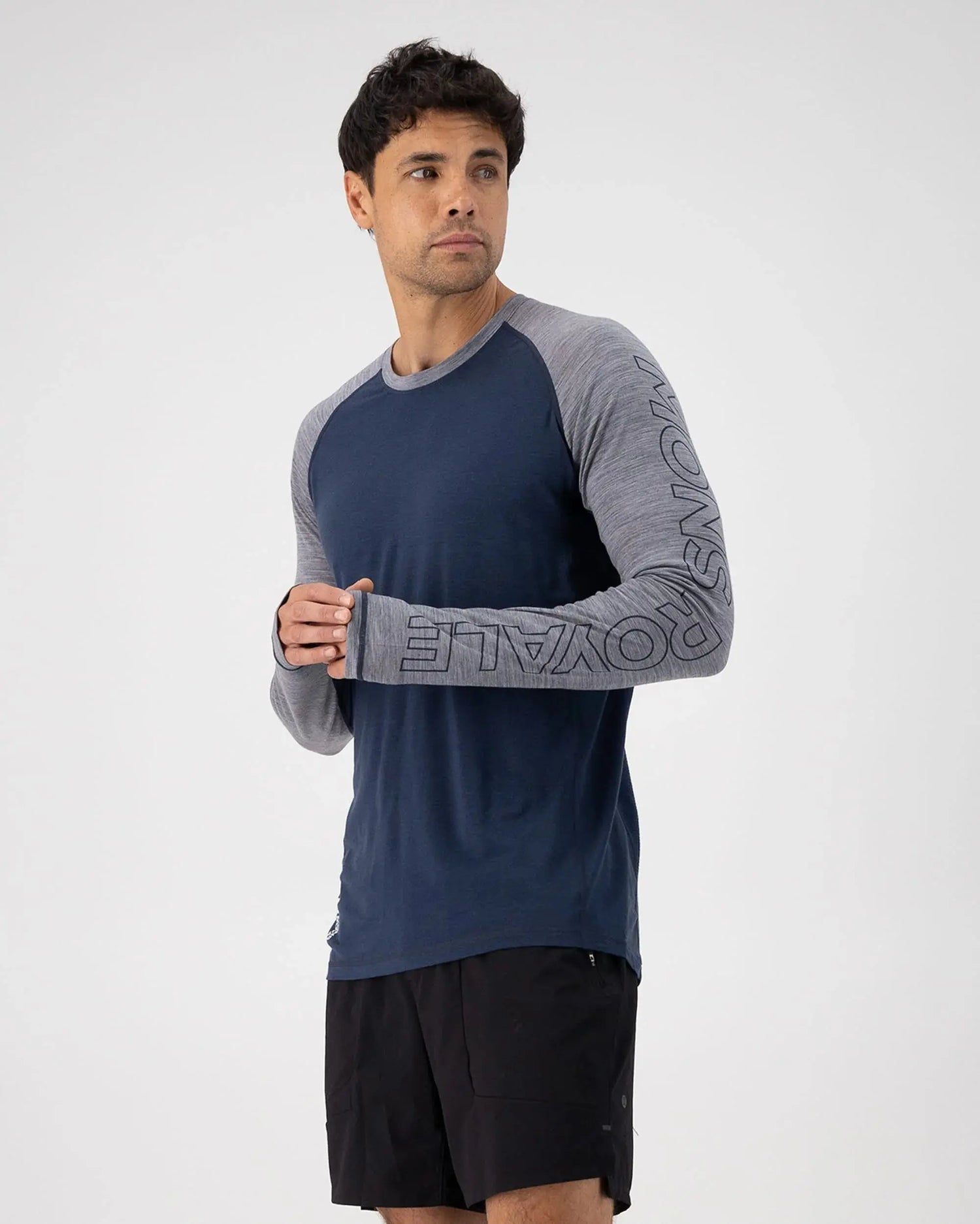 Mons Royale M's Temple Tech Long-Sleeve Shirt - Merino wool Grey Heather Midnight Shirt