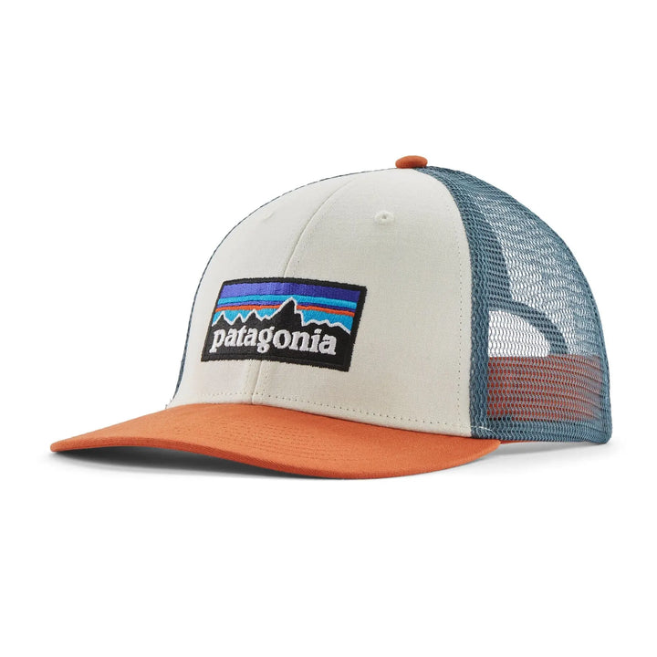 Patagonia P-6 LoPro Trucker Cap - Organic Cotton White w Redtail Rust Headwear