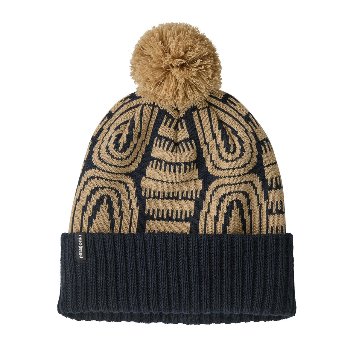 Powder Town Beanie -100% Recycled Polyester Headwear Patagonia Flow: Sunken Blue