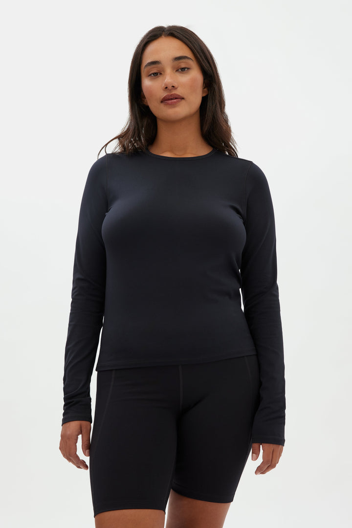 ReSet Fitted Long Sleeve Tee - Recycled PET Shirt Girlfriend Collective Black XS