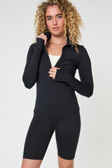 Reset Long Sleeve Mock Neck, Half Zip Shirt Girlfriend Collective Black XS