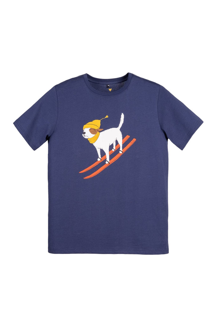 Ski Dog T-shirt - Organic Cotton Shirt VAI-KØ Navy S