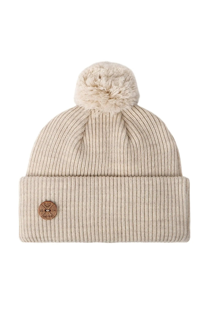 Timberjack Pom Beanie - 100% Organic Merino Wool Headwear VAI-KØ Oatmilk