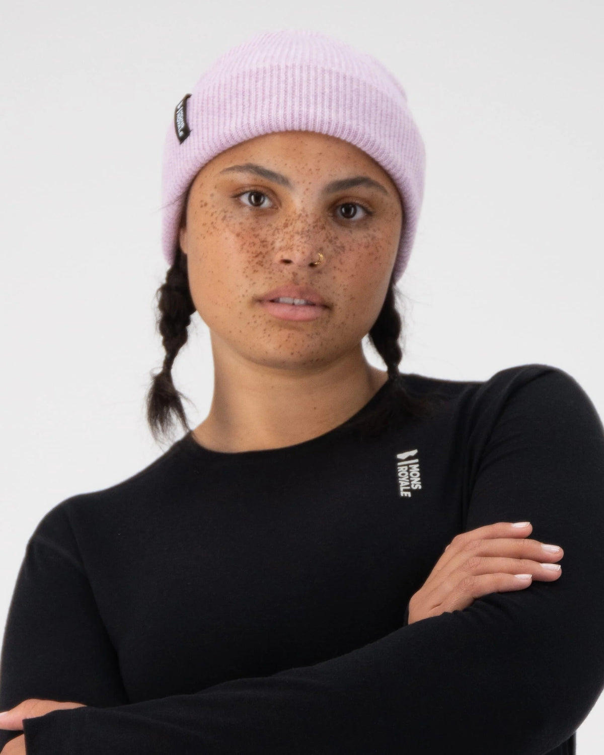 Mons Royale Unisex Chunky Logger Beanie - Merino Wool & Recycled polyester Orchid Marl Headwear