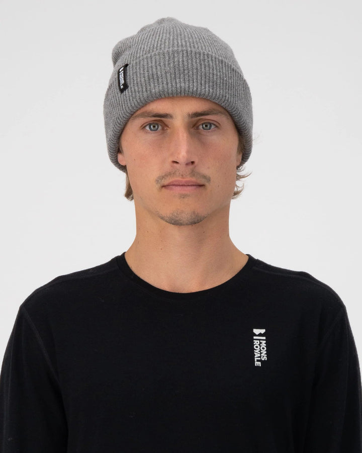 Unisex Chunky Logger Beanie - Merino Wool & Recycled polyester Headwear Mons Royale Charcoal Marl