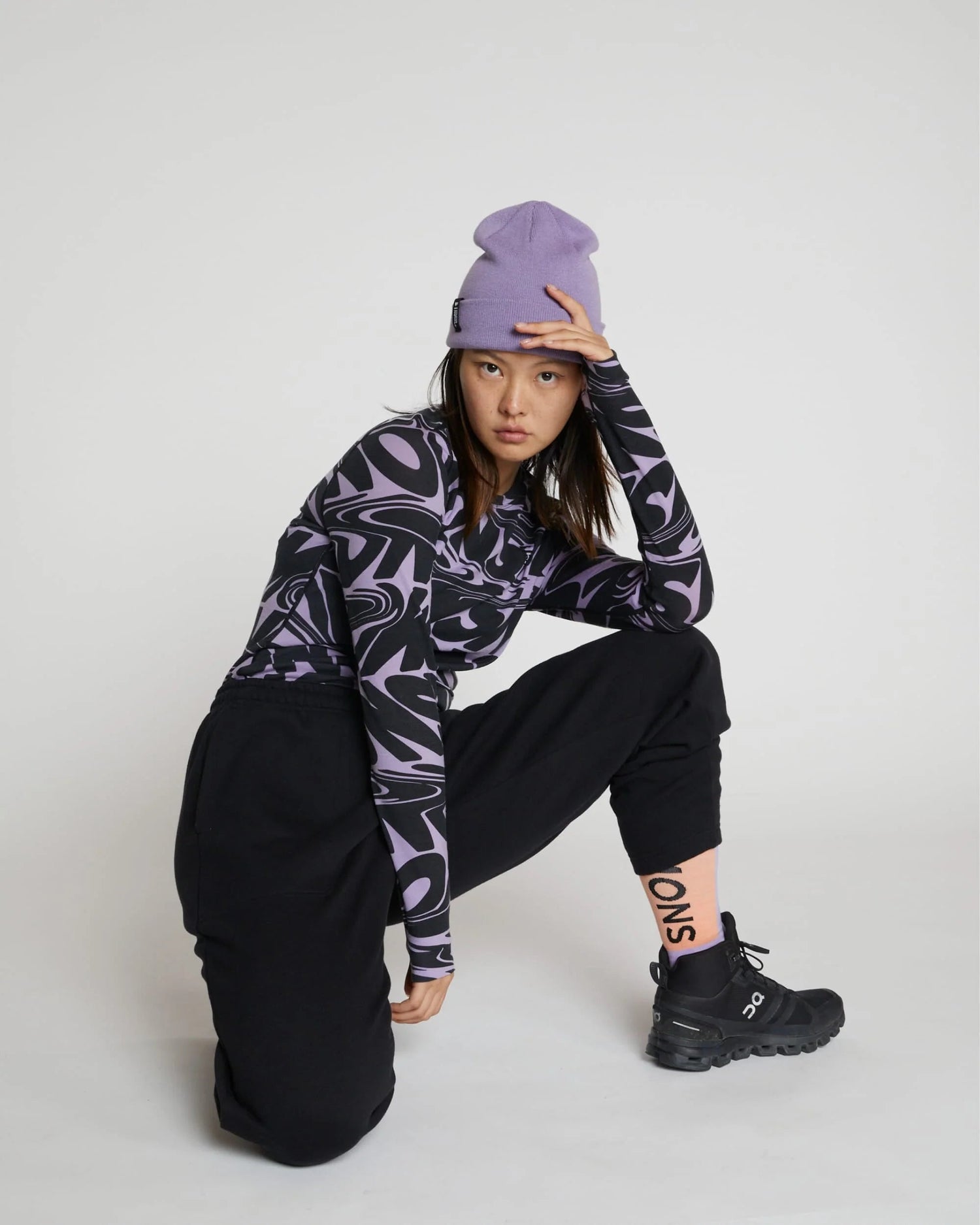 Mons Royale Unisex McCloud Merino Beanie - Merino Wool & Recycled Polyester Lupin Headwear
