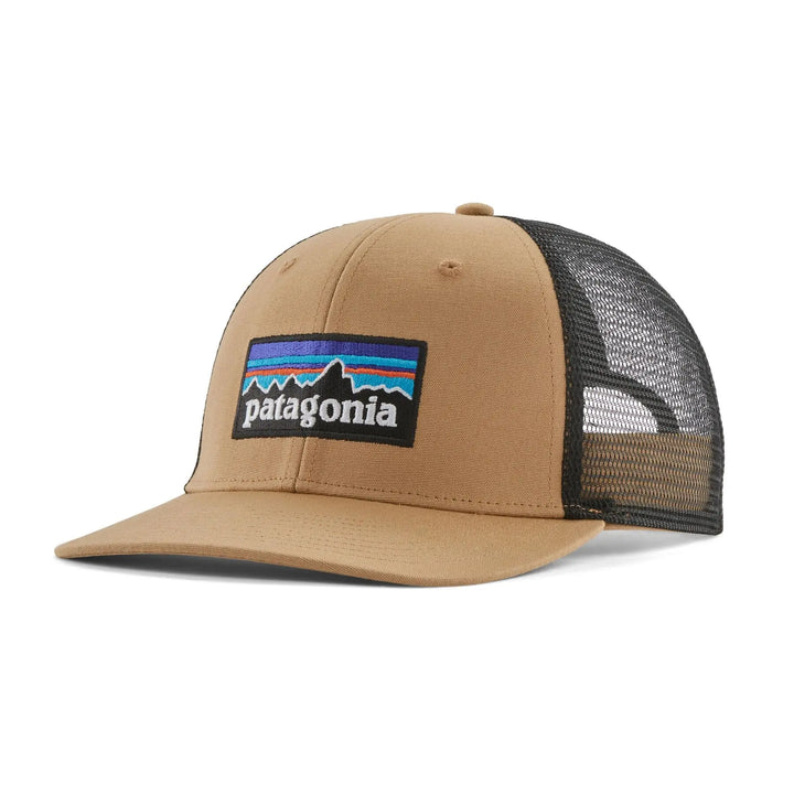 Unisex P-6 Logo Trucker Hat - Organic Cotton Headwear Patagonia Grayling Brown