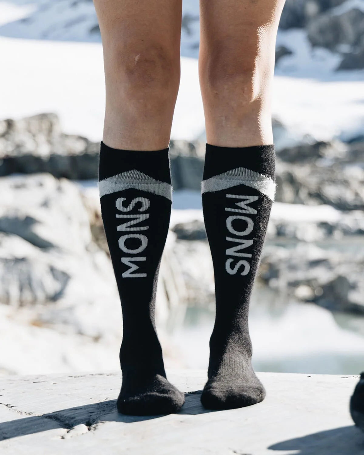 Mons Royale Unisex Ultra Cushion Merino Snow Sock - Merino Wool & Nylon Black Socks