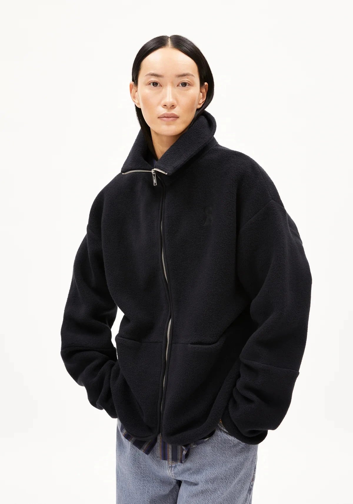 W's Anaawil Cotton Fleece Jacket - 100% Organic Cotton Jacket Armedangels Black S