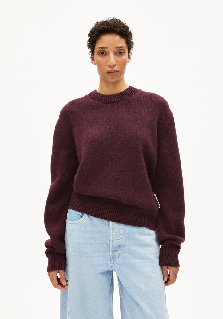 W's Balbaa Jumper - Organic Wool Blend Jacket Armedangels Dark Cranberry S