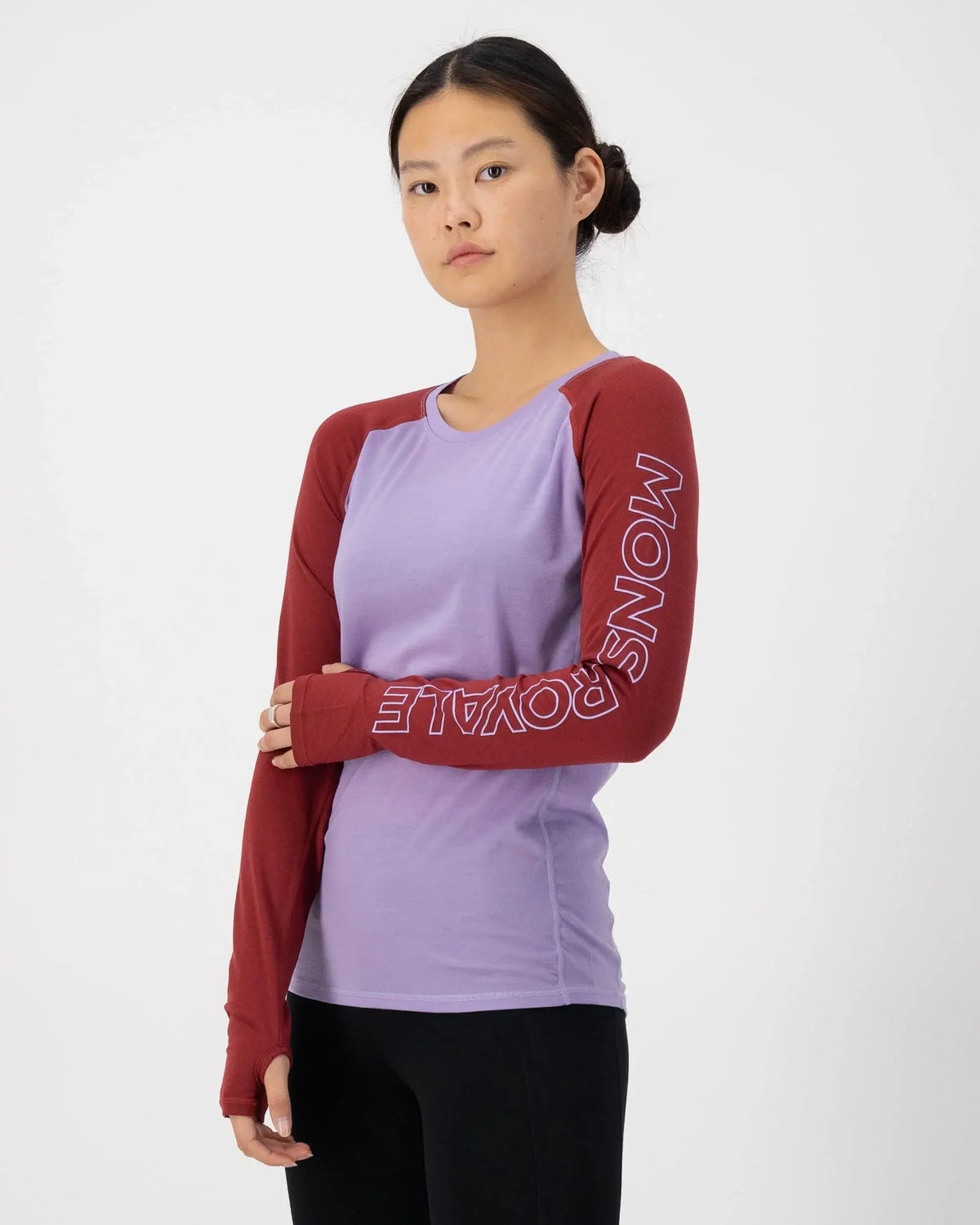 W's Bella Tech Long Sleeve - Merino wool Shirt Mons Royale Lupin/Cherry S