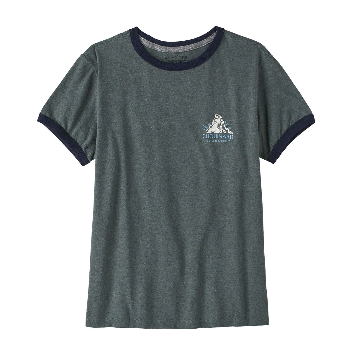 W's Chouinard Crest Ringer Responsibili-Tee - 100% recycled fabrics Shirt Patagonia Nouveau Green S