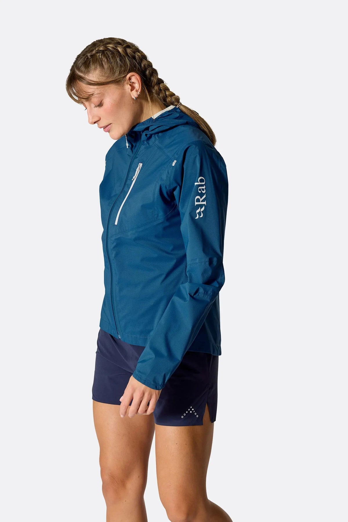 Rab W's Downpour Trail Light Waterproof Jacket - Recycled polyester Tempest Blue Jacket