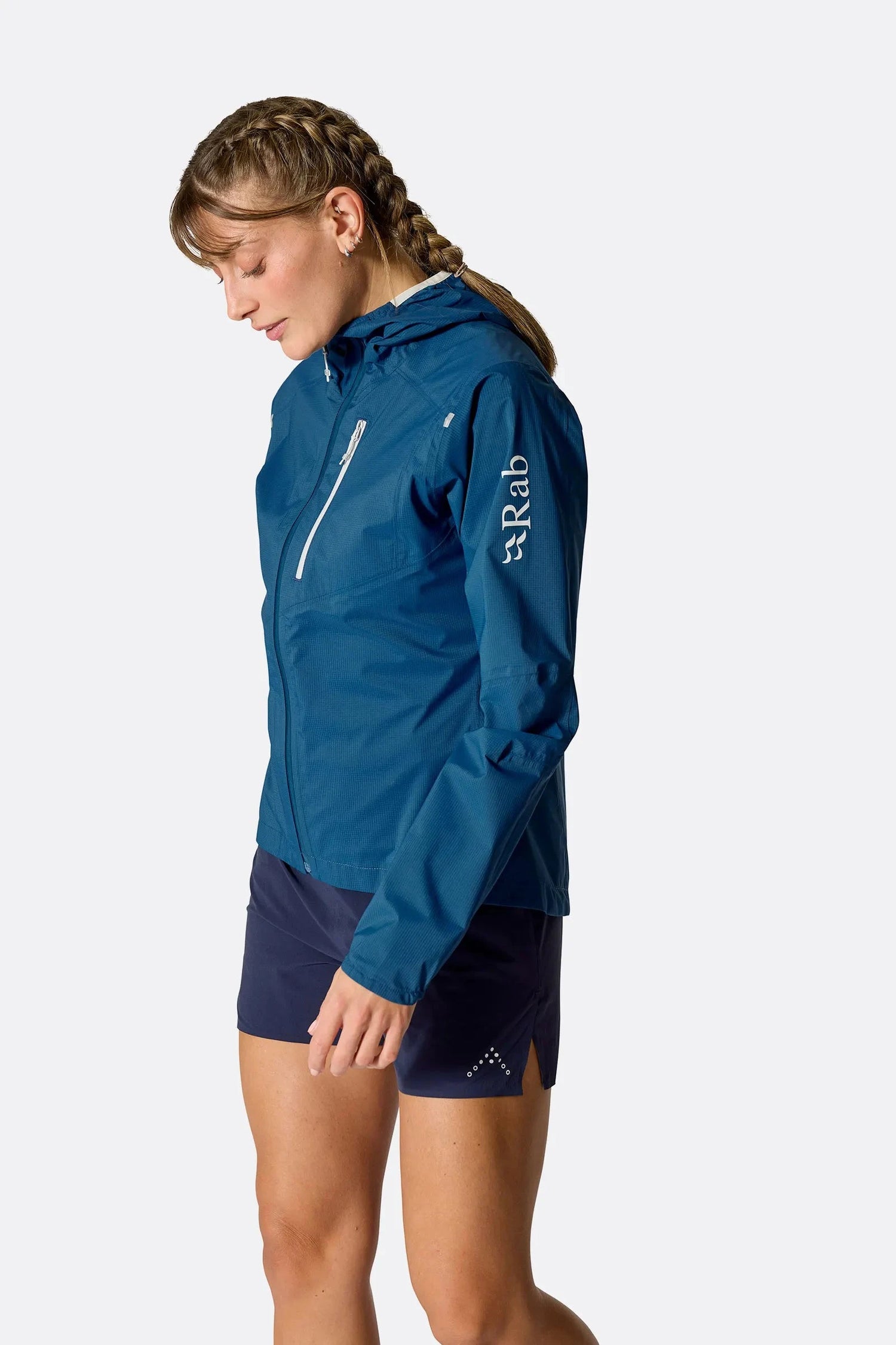 Rab W's Downpour Trail Light Waterproof Jacket - Recycled polyester Tempest Blue Jacket