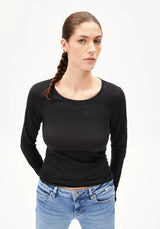 W's Einiaara Soft Longleeve shirt - 100% Organic cotton Shirt Armedangels Black XS