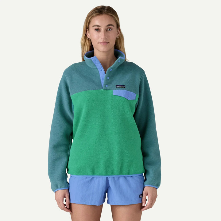 W's Lightweight Synchilla Snap-T Fleece Pullover - Recycled Polyester Shirt Patagonia Heartleaf Green XS