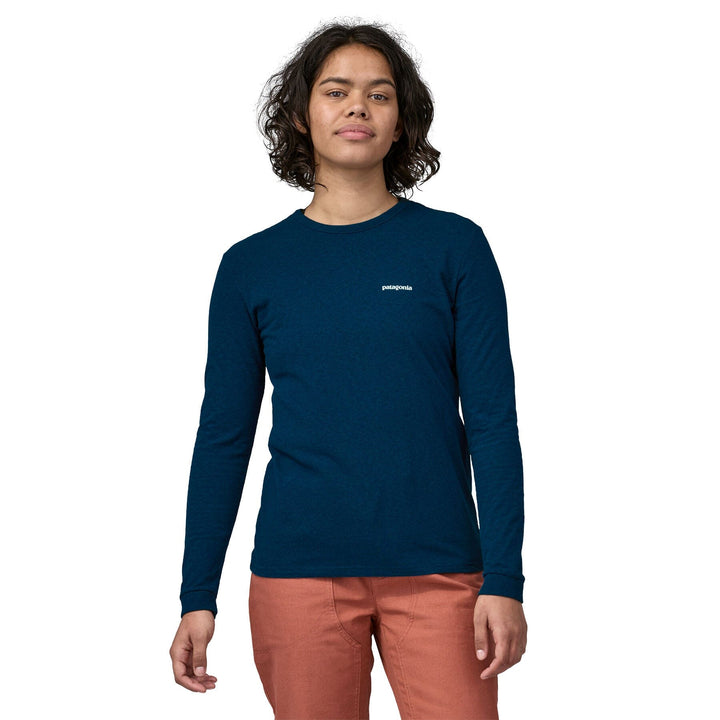 W's L/S P-6 Logo Responsibili-Tee - Recycled Cotton & Recycled Polyester Shirt Patagonia Tidepool Blue XS